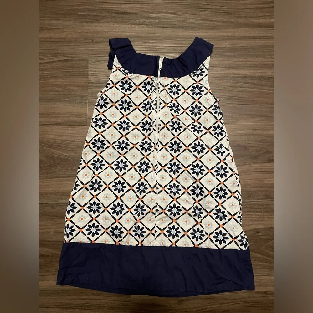 Gymboree Navy and Cream Floral Geometric Pattern Sleeveless Dress size 6